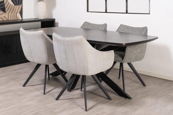 Deens ovalen eettafel zwart visgraat