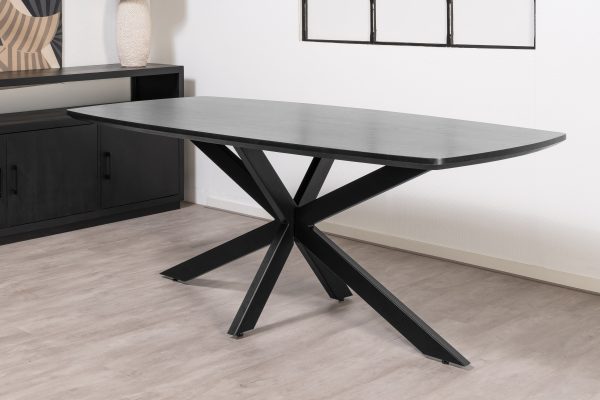 Deens ovalen eettafel zwart visgraat
