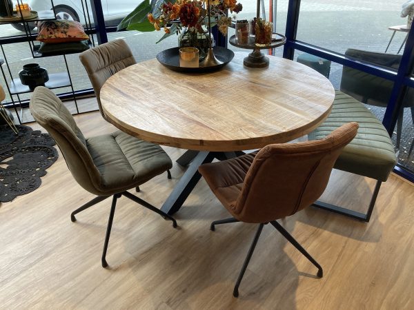 mangohout tafel rond