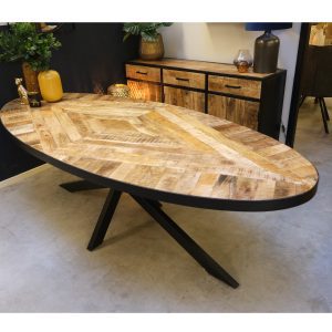 Mangohout eettafel visgraat