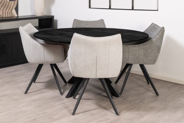 Ronde zwarte eettafel verjongd