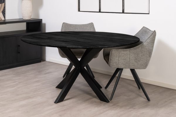 Ronde zwarte eettafel verjongd